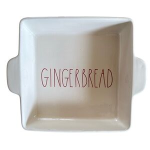 RAE DUNN “GINGERBREAD” ETCHED 9”x 9” CERAMIC BAKING CASSEROLE DISH HOLIDAY WHITE